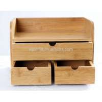 Wholesales Bamboo box bamboo desk organizer,multfutional office stationery desktop organizer