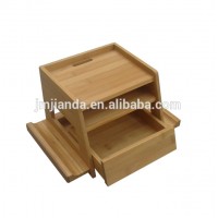 Bamboo office desktop organizers with drawers, wooden cosmetic organization wholesale